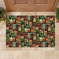 Hawaiian Santa Christmas Pattern Rubber Doormat Black Version - Polynesian Pride