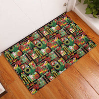 Hawaiian Santa Christmas Pattern Rubber Doormat Black Version - Polynesian Pride