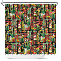 Hawaiian Santa Christmas Pattern Shower Curtain Black Version - Polynesian Pride