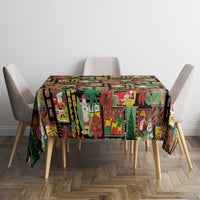 Hawaiian Santa Christmas Pattern Tablecloth Black Version - Polynesian Pride