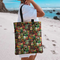 Hawaiian Santa Christmas Pattern Tote Bag Black Version - Polynesian Pride