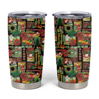 Hawaiian Santa Christmas Pattern Tumbler Cup Black Version - Polynesian Pride
