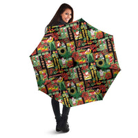 Hawaiian Santa Christmas Pattern Umbrella Black Version - Polynesian Pride