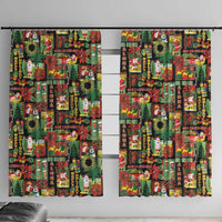 Hawaiian Santa Christmas Pattern Window Curtain Black Version - Polynesian Pride