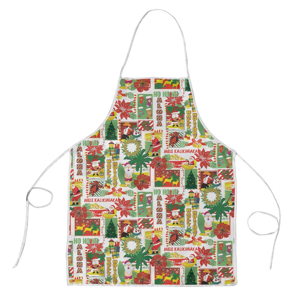 Hawaiian Santa Christmas Pattern Apron White Version - Polynesian Pride