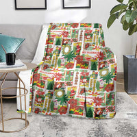 Hawaiian Santa Christmas Pattern Blanket White Version - Polynesian Pride
