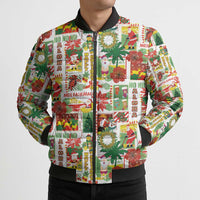 Hawaiian Santa Christmas Pattern Bomber Puffer Jacket White Version - Polynesian Pride