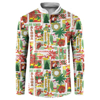 Hawaiian Santa Christmas Pattern Button Sweatshirt White Version - Polynesian Pride