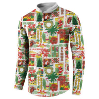 Hawaiian Santa Christmas Pattern Button Sweatshirt White Version - Polynesian Pride