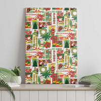 Hawaiian Santa Christmas Pattern Canvas Wall Art White Version - Polynesian Pride