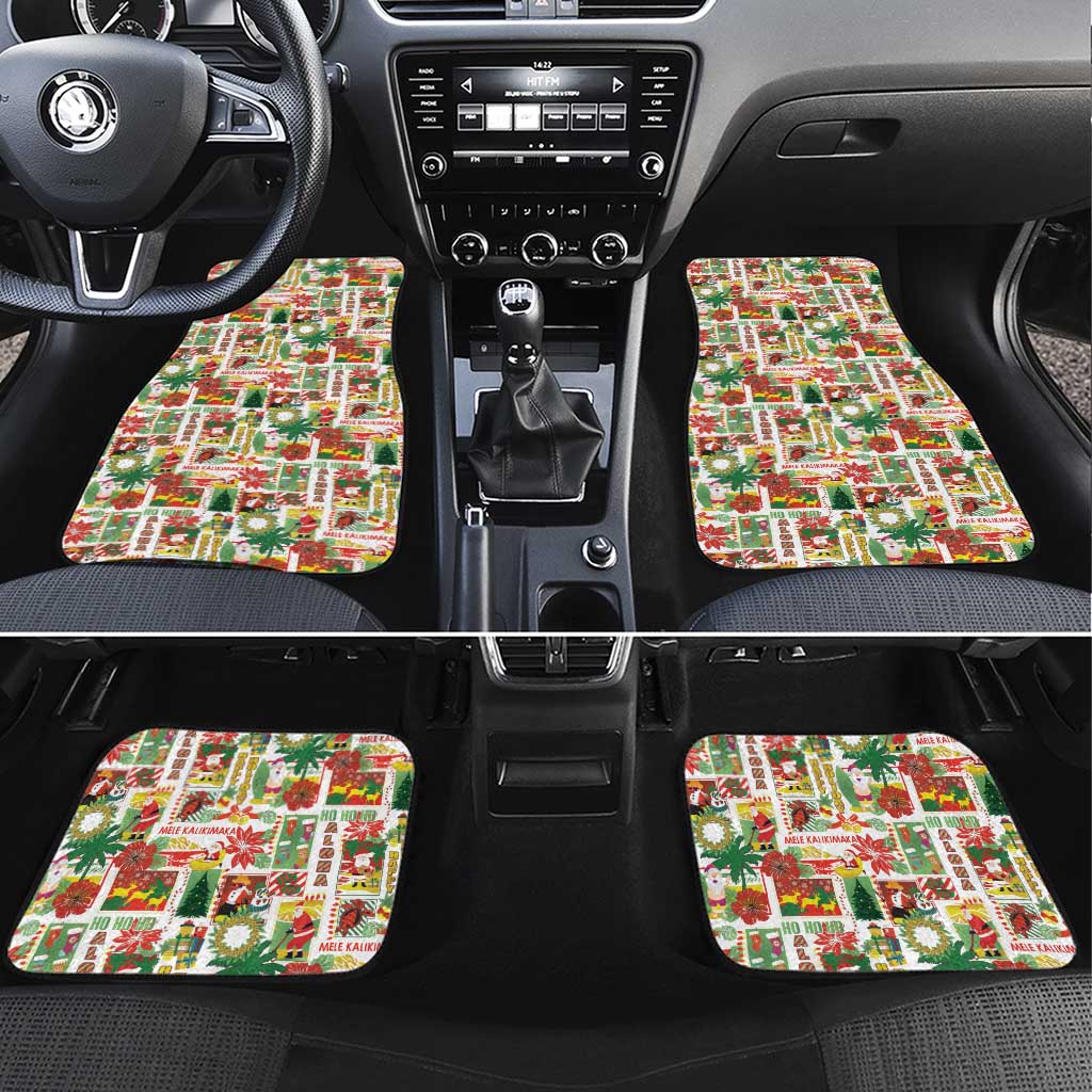 Hawaiian Santa Christmas Pattern Car Mats White Version - Polynesian Pride