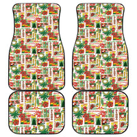 Hawaiian Santa Christmas Pattern Car Mats White Version - Polynesian Pride
