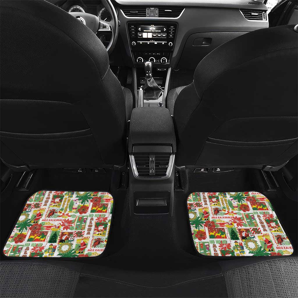Hawaiian Santa Christmas Pattern Car Mats White Version - Polynesian Pride