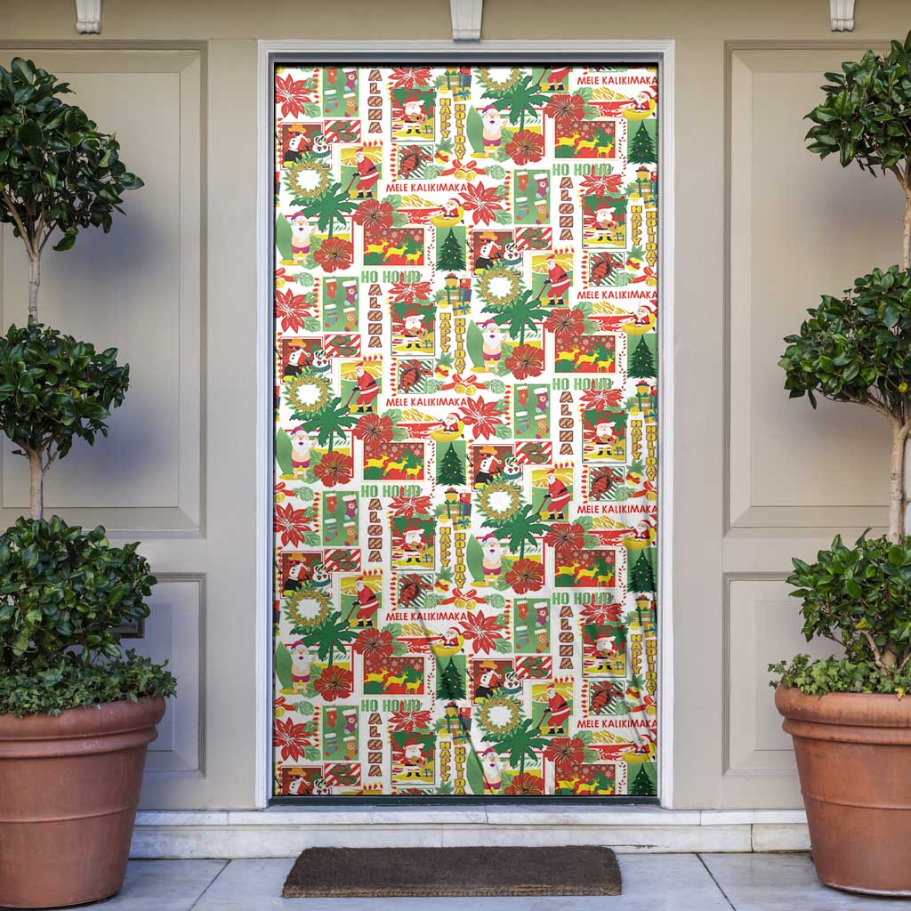 Hawaiian Santa Christmas Pattern Door Cover White Version - Polynesian Pride