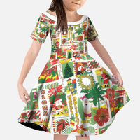 Hawaiian Santa Christmas Pattern Family Matching Off Shoulder Maxi Dress and Hawaiian Shirt White Version - Polynesian Pride