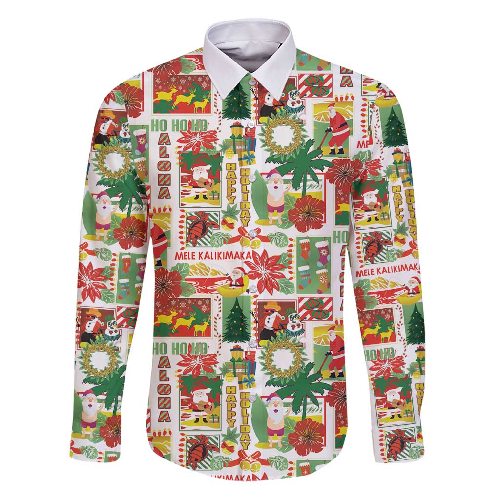 Hawaiian Santa Christmas Pattern Family Matching Puletasi and Hawaiian Shirt White Version - Polynesian Pride