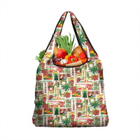 Hawaiian Santa Christmas Pattern Grocery Bag White Version - Polynesian Pride