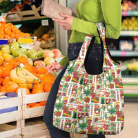 Hawaiian Santa Christmas Pattern Grocery Bag White Version - Polynesian Pride