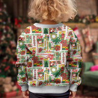 Hawaiian Santa Christmas Pattern Kid Ugly Christmas Sweater White Version - Polynesian Pride