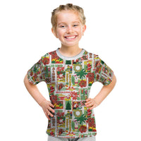 Hawaiian Santa Christmas Pattern Kid T Shirt White Version - Polynesian Pride