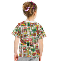 Hawaiian Santa Christmas Pattern Kid T Shirt White Version - Polynesian Pride