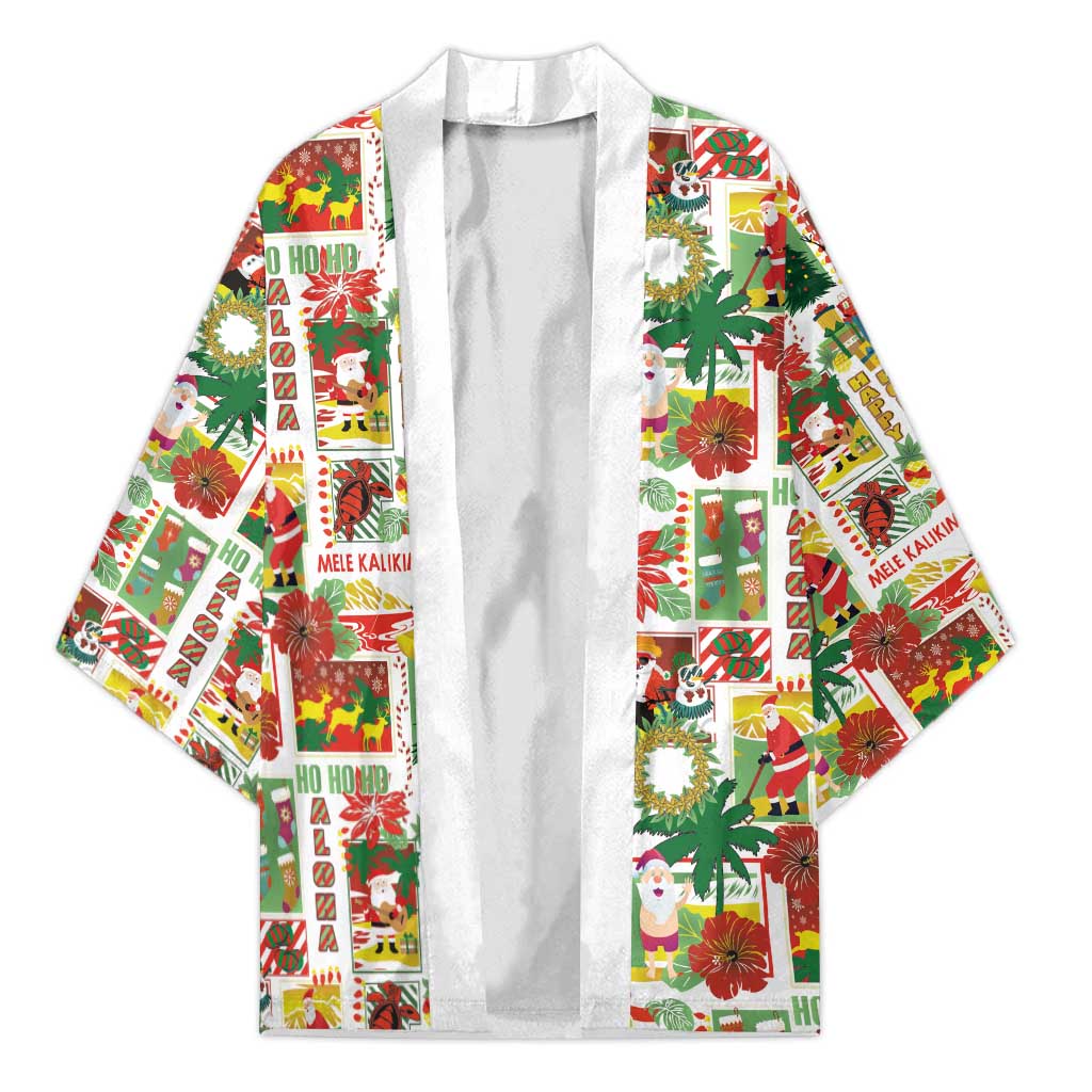Hawaiian Santa Christmas Pattern Kimono White Version - Polynesian Pride