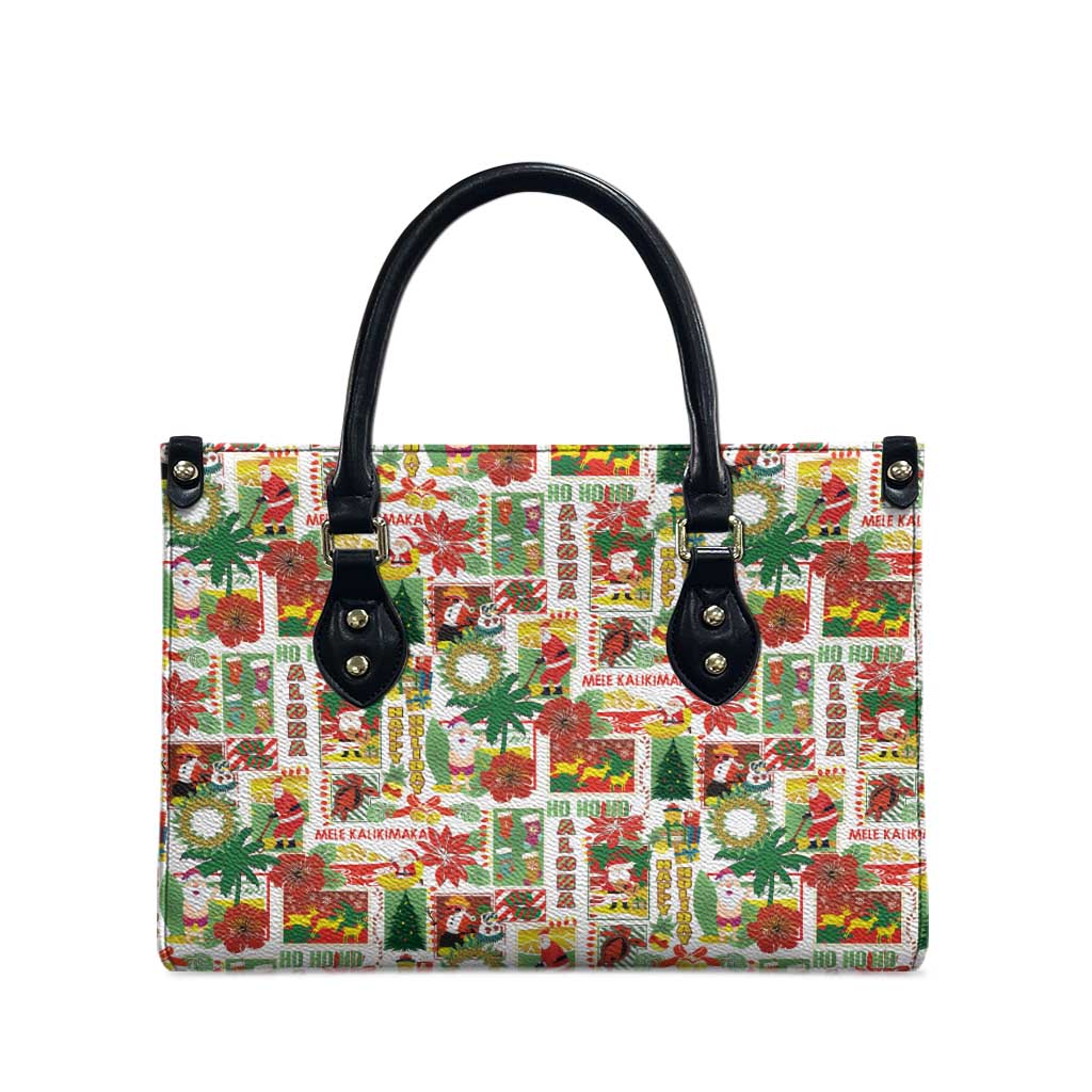 Hawaiian Santa Christmas Pattern Leather Bag White Version - Polynesian Pride