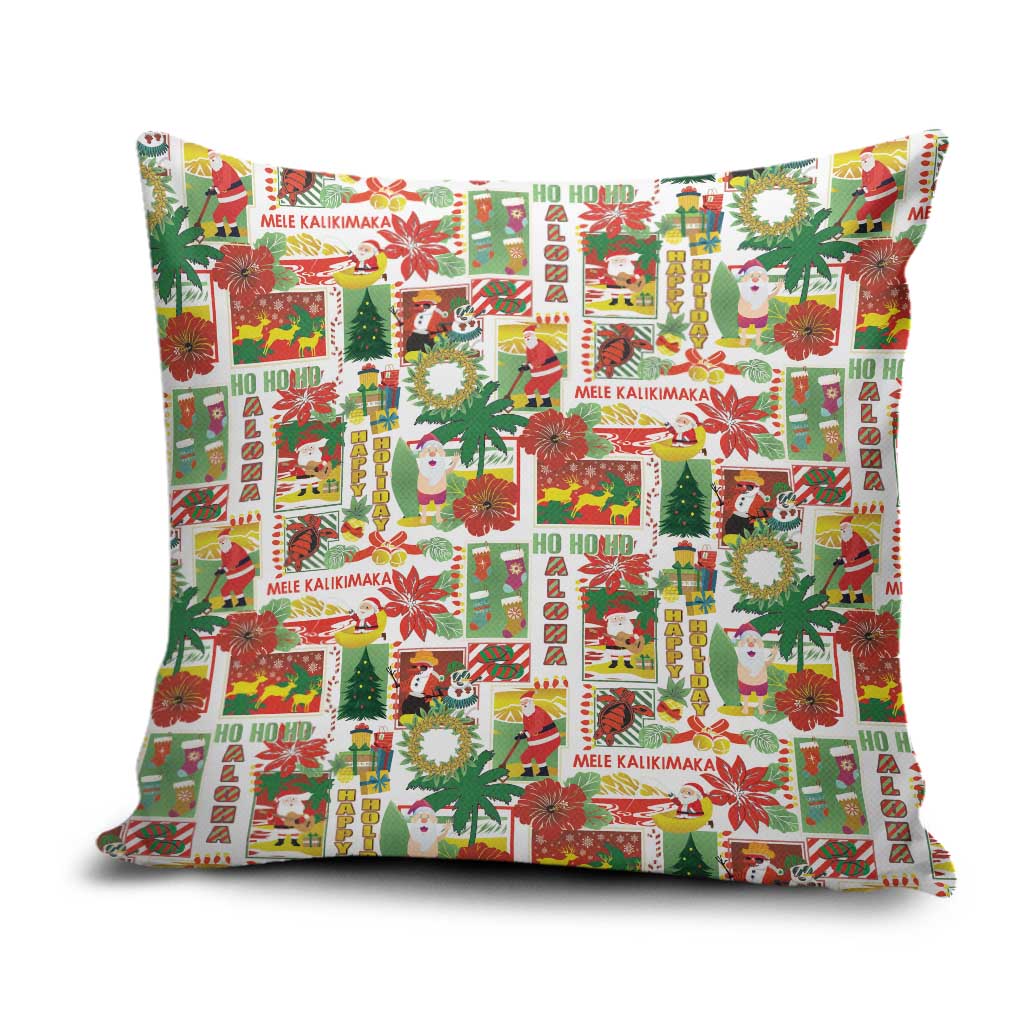 Hawaiian Santa Christmas Pattern Pillow Cover White Version - Polynesian Pride