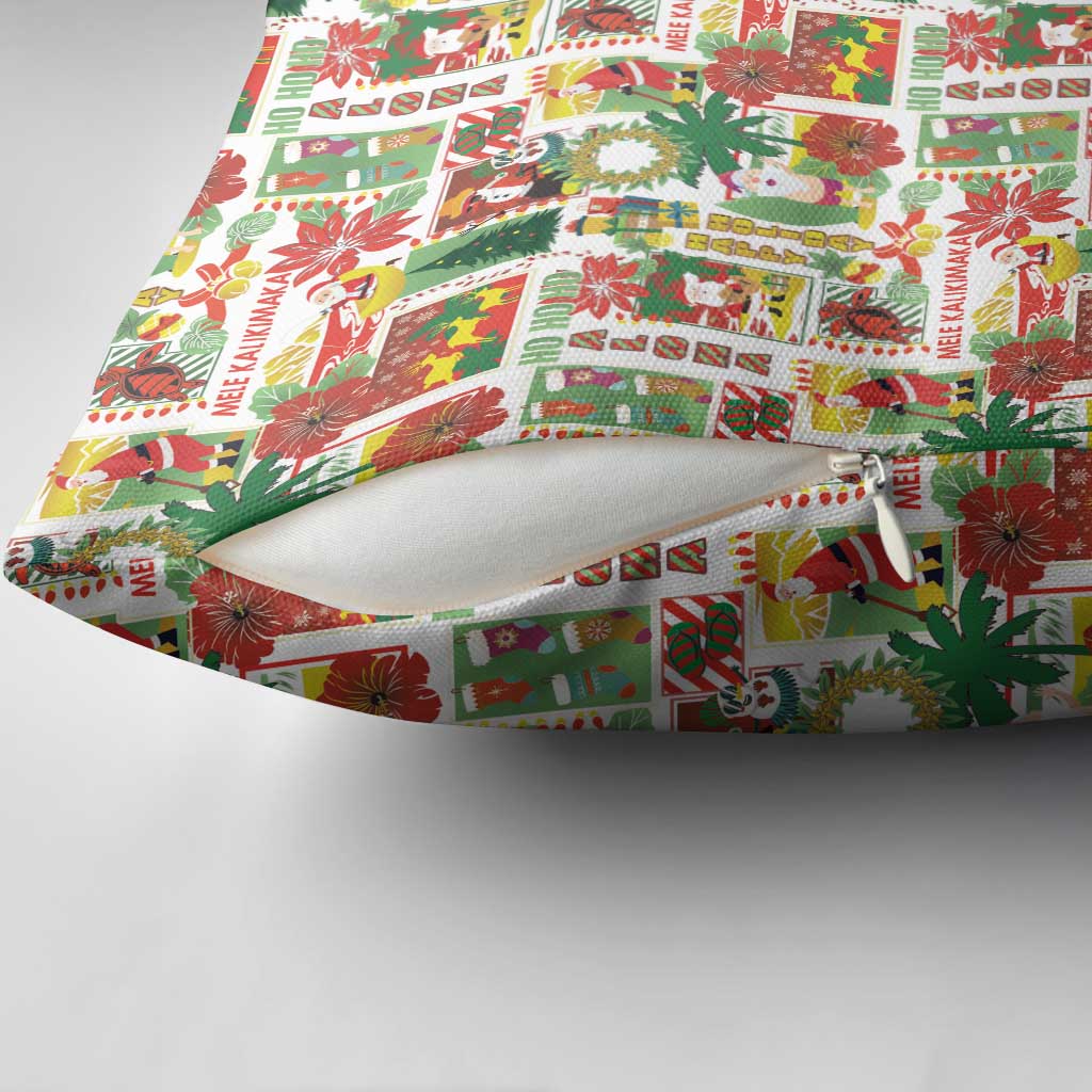 Hawaiian Santa Christmas Pattern Pillow Cover White Version - Polynesian Pride