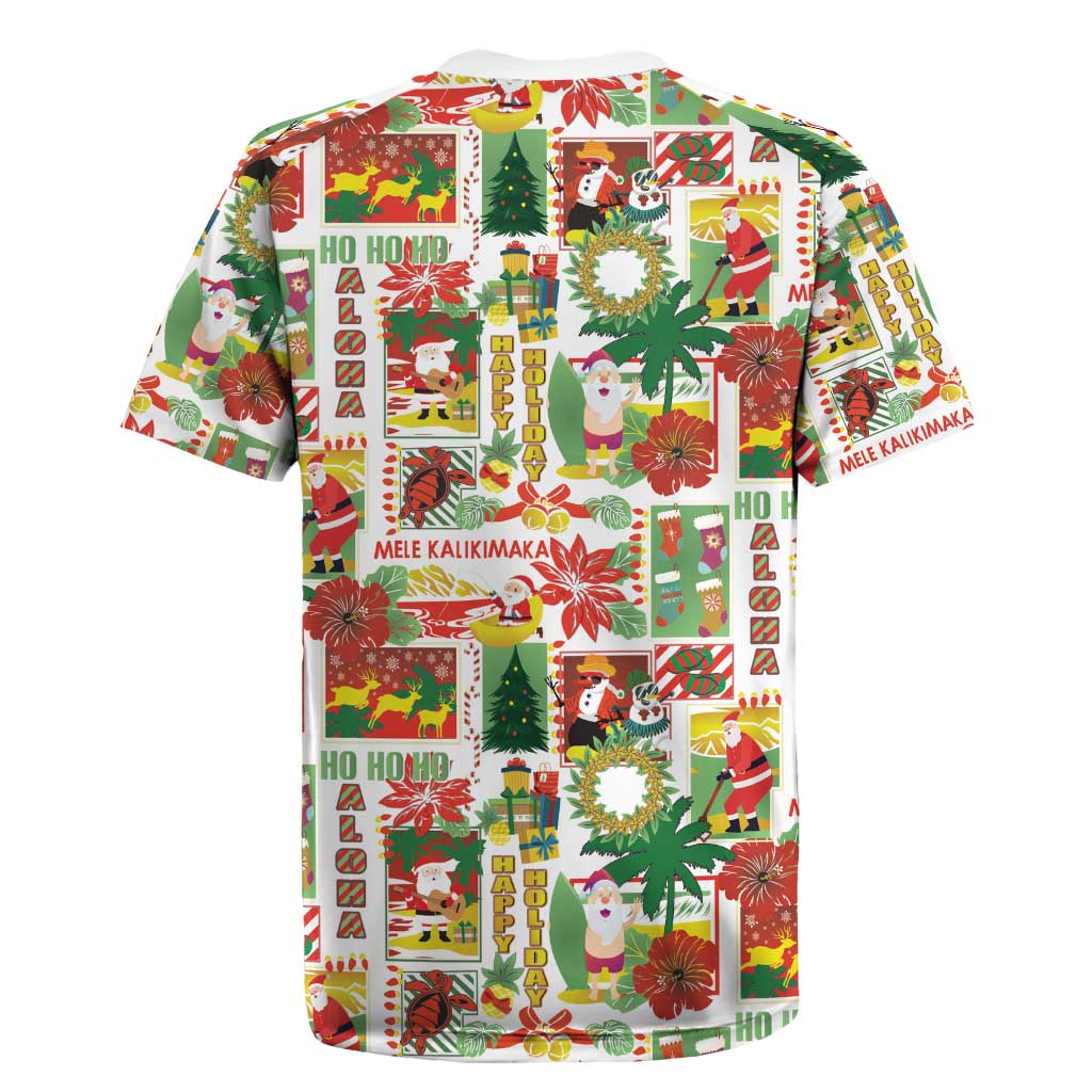 Hawaiian Santa Christmas Pattern Rugby Jersey White Version - Polynesian Pride