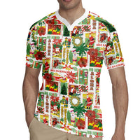 Hawaiian Santa Christmas Pattern Rugby Jersey White Version - Polynesian Pride