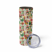 Hawaiian Santa Christmas Pattern Skinny Tumbler White Version - Polynesian Pride
