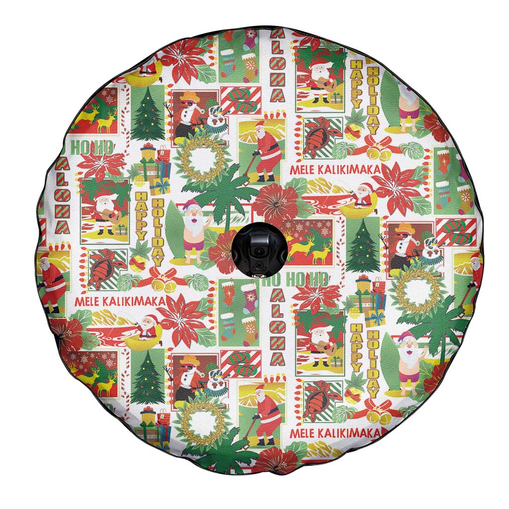 Hawaiian Santa Christmas Pattern Spare Tire Cover White Version - Polynesian Pride