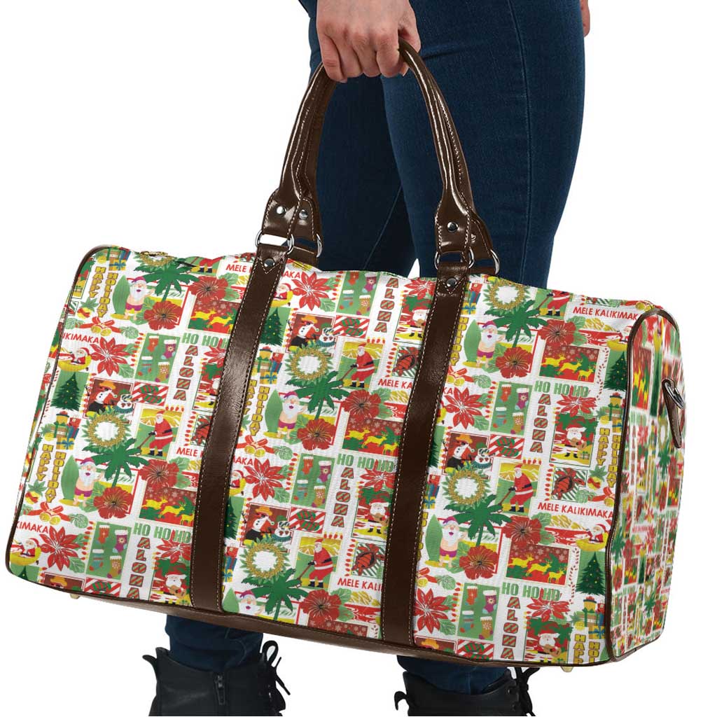 Hawaiian Santa Christmas Pattern Travel Bag White Version - Polynesian Pride