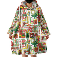 Hawaiian Santa Christmas Pattern Wearable Blanket Hoodie White Version - Polynesian Pride