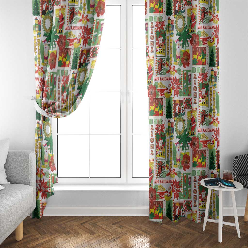 Hawaiian Santa Christmas Pattern Window Curtain White Version - Polynesian Pride