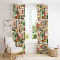 Hawaiian Santa Christmas Pattern Window Curtain White Version - Polynesian Pride