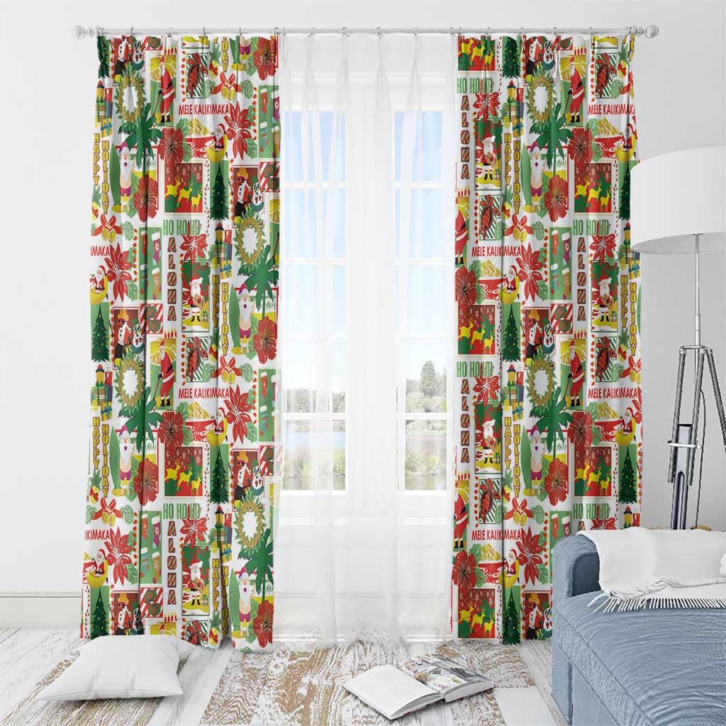 Hawaiian Santa Christmas Pattern Window Curtain White Version - Polynesian Pride