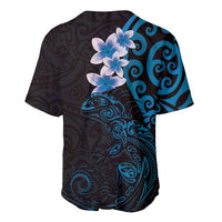 New Zealand Tuatara Plumeria Baseball Jersey Maori Blue Koru Tribal Tattoo