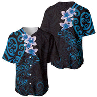 New Zealand Tuatara Plumeria Baseball Jersey Maori Blue Koru Tribal Tattoo