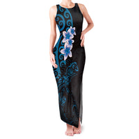 New Zealand Tuatara Plumeria Family Matching Tank Maxi Dress and Hawaiian Shirt Maori Blue Koru Tribal Tattoo