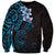 New Zealand Tuatara Plumeria Sweatshirt Maori Blue Koru Tribal Tattoo