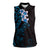 New Zealand Tuatara Plumeria Women Sleeveless Polo Shirt Maori Blue Koru Tribal Tattoo