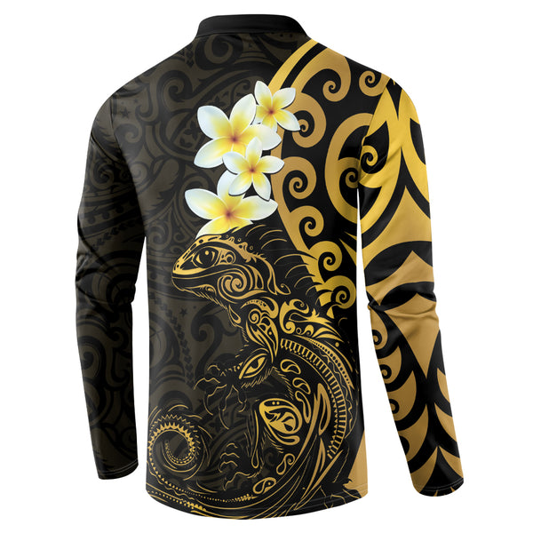 GLUDEAR Men's Polynesian Tribal Print Zip Hoodie - Yellow Plumeria, Medium - View #3