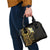 New Zealand Tuatara Plumeria Shoulder Handbag Maori Gold Koru Tribal Tattoo