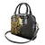 New Zealand Tuatara Plumeria Shoulder Handbag Maori Gold Koru Tribal Tattoo