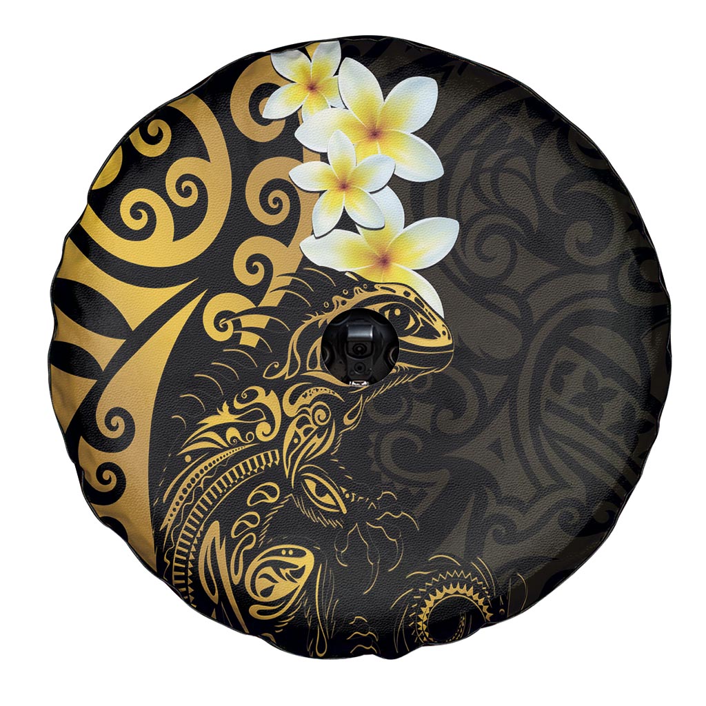 New Zealand Tuatara Plumeria Spare Tire Cover Maori Gold Koru Tribal Tattoo