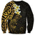 New Zealand Tuatara Plumeria Sweatshirt Maori Gold Koru Tribal Tattoo
