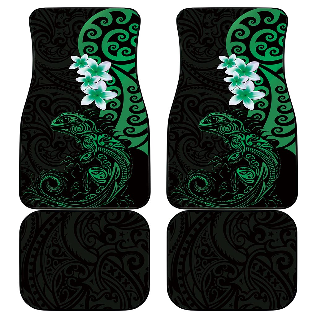 New Zealand Tuatara Plumeria Car Mats Maori Green Koru Tribal Tattoo