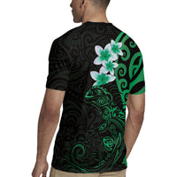 New Zealand Tuatara Plumeria Rugby Jersey Maori Green Koru Tribal Tattoo